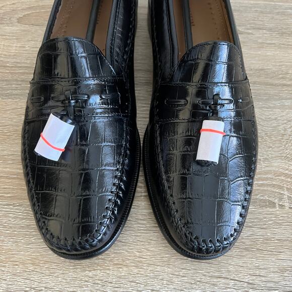 Florsheim Pisa Tassel Moc Toe Leather Loafer Slip On Dress Shoe 7.5 D NIB Black - Picture 3 of 10